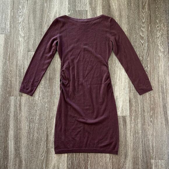 NWT Theory Boatneck Merlot 100% Cashmere Sweater Dress Sz Large Long Sleeve Midi - Picture 5 of 14
